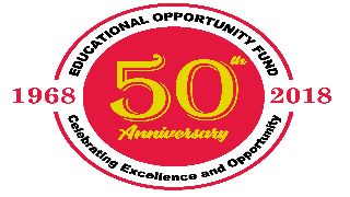 Logo: Educational Opportunity Fund 50th Anniversary: 1968 - 2018 - Celebrating Excellence and Opportunity